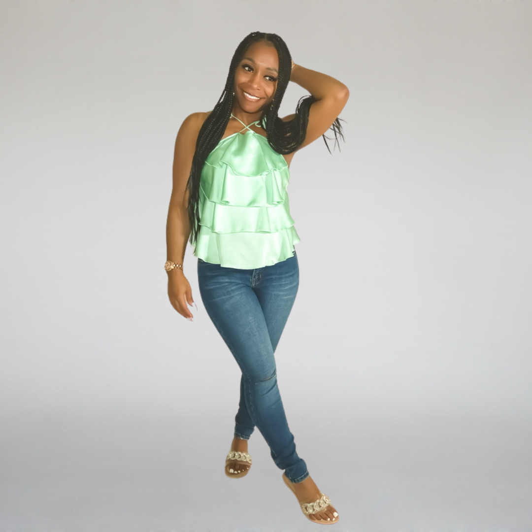 Made You Look Ruffle Halter Top