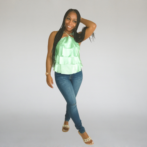 Made You Look Ruffle Halter Top