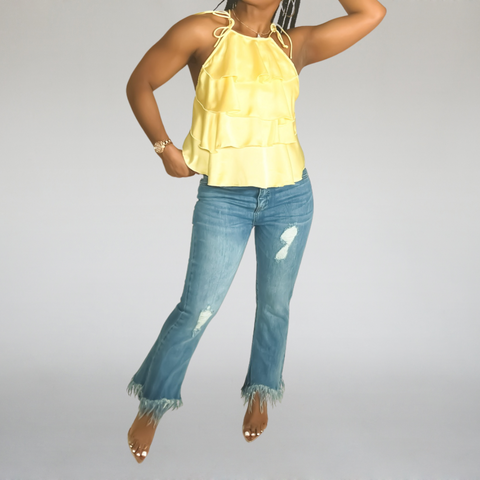 Made You Look Ruffle Halter Top
